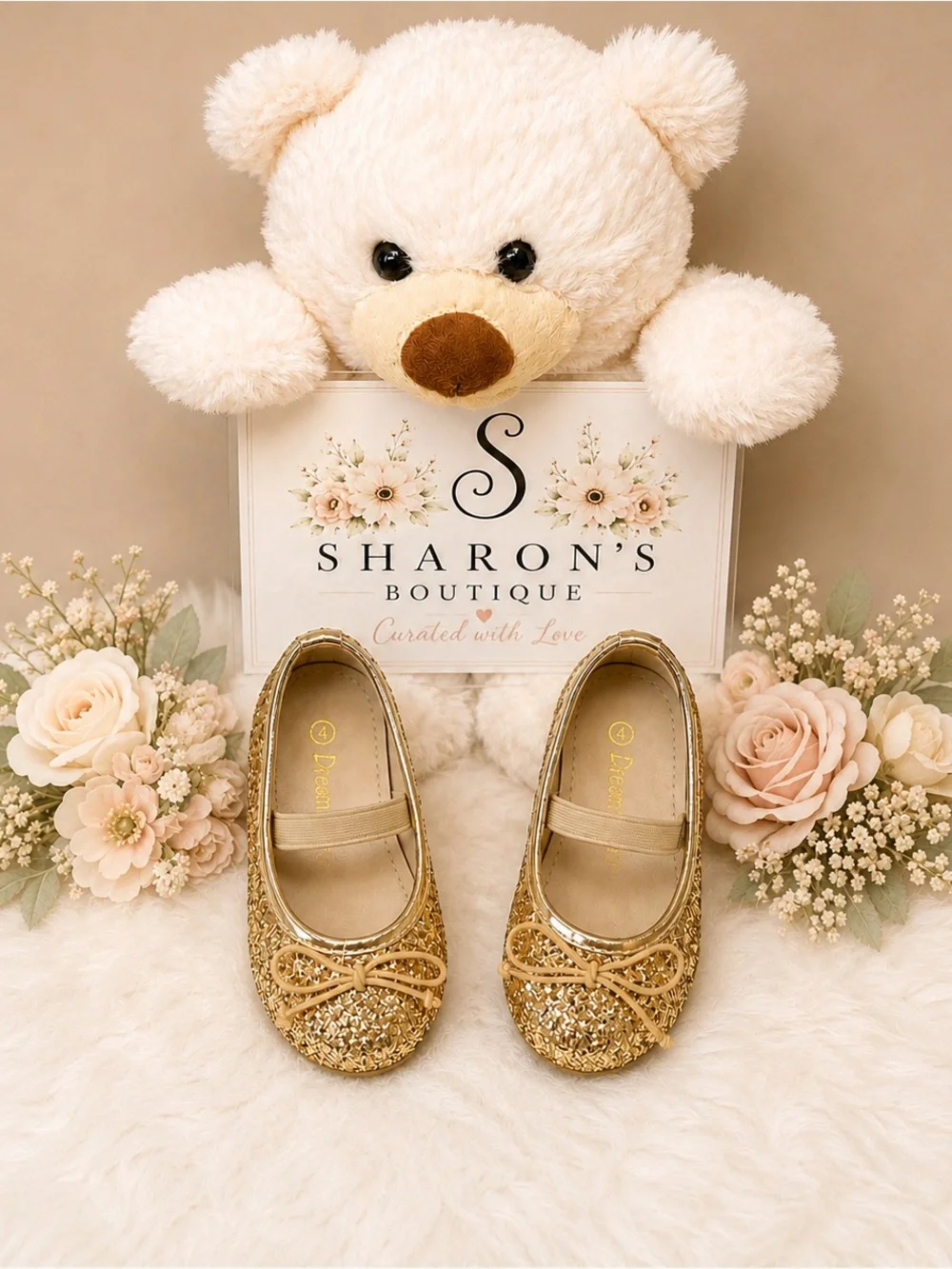 Dream Pairs Girls Size 4 Gold Glitter Dress Shoes / Ballet Flats – New in Box ✨